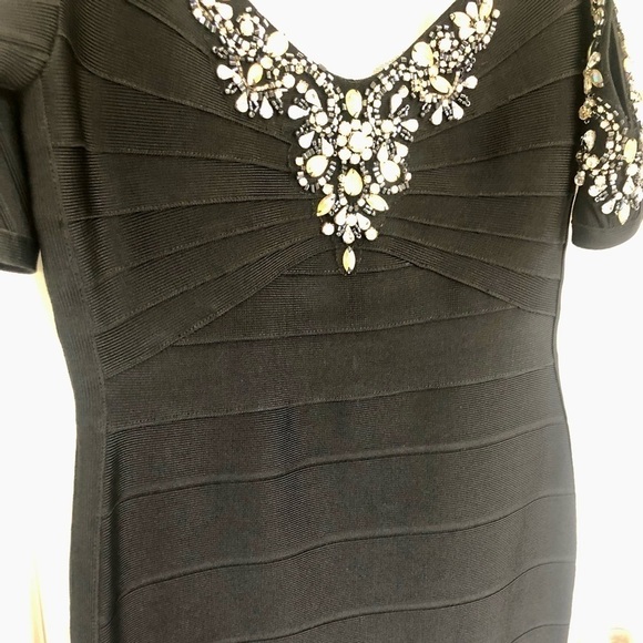 BEADED Cold Shoulder Bodycon Dress - Picture 4 of 10